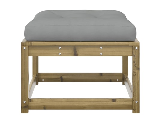 VIDAXL - Pouf Repose-pied de jardin avec coussins bois de pin imprégné