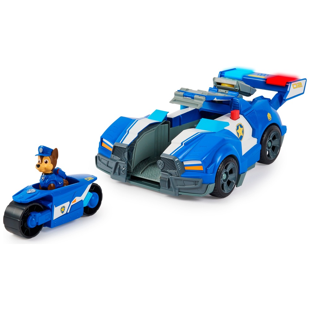 PAW Patrol Chases 2-in-1-Transformations-Spielzeugauto „Movie City Cruiser“ mit Motorrad
