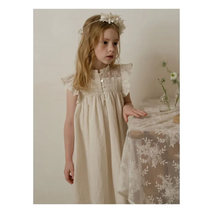 Louisiella Robe Audrey Manches Volantées | Beige