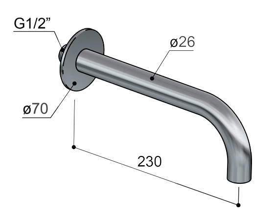 Hotbath Cobber baduitloop 22.5cm messing geborsteld