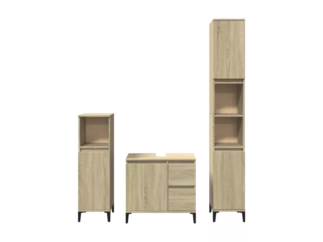 Ensemble de meubles de salle de bain 3 pcs chêne sonoma