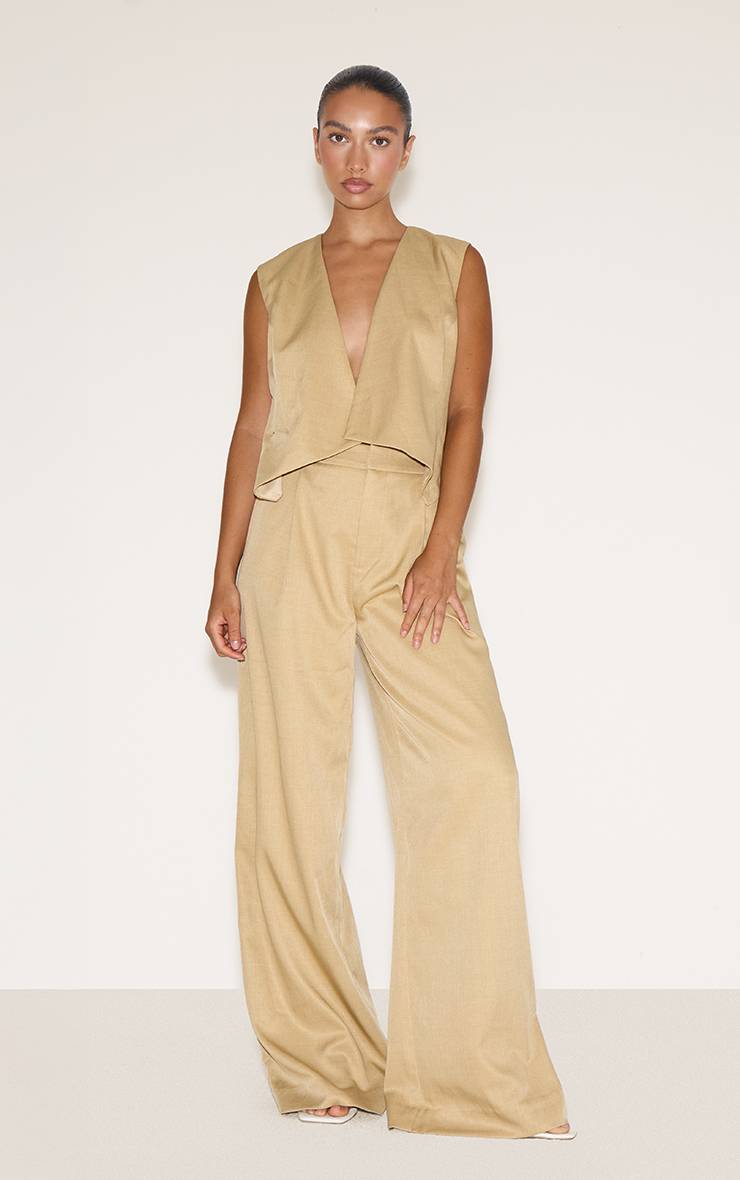 Camel Combinaison-pantalon Asymétrique À Gilet Ajusté En Tissu Tissé