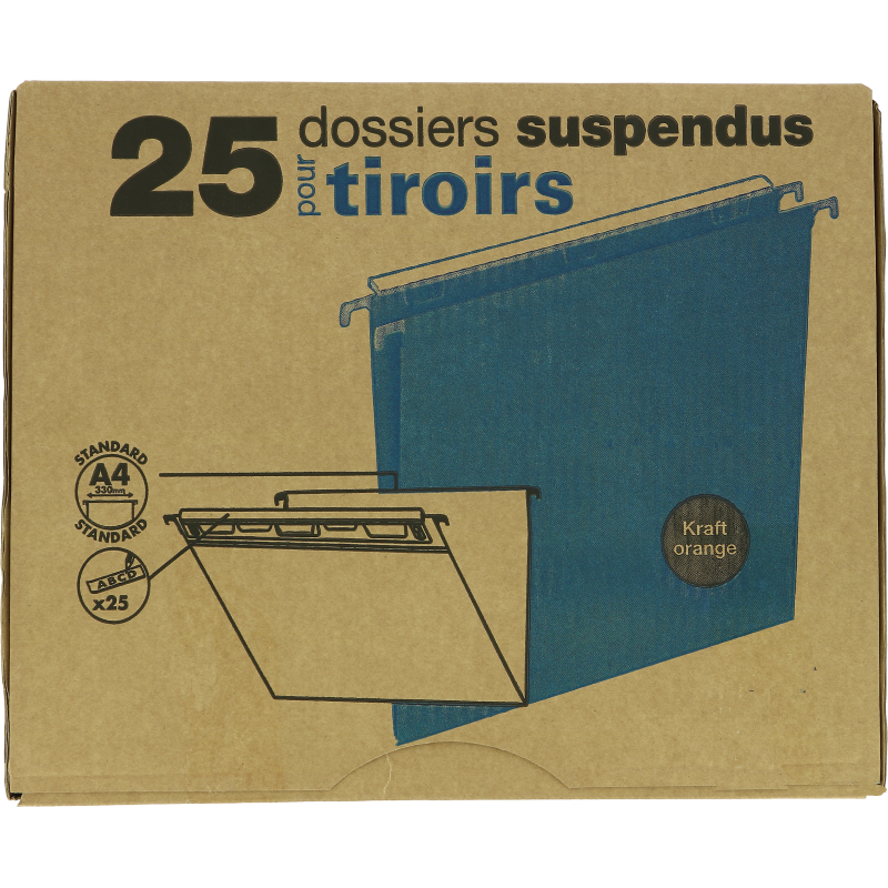 Boite de 25 Dossiers Susp Nna Defi Flex Tiroir D30 A4 Kraft Orange