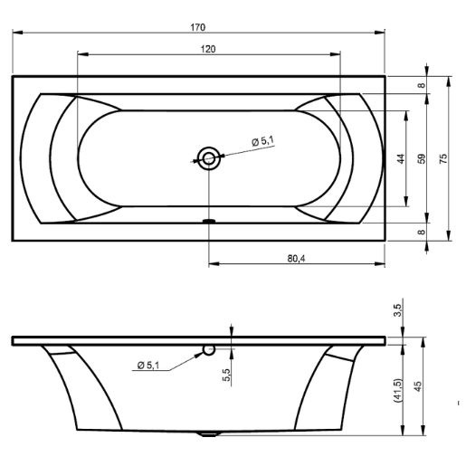 Riho Lima bubbelbad 170x75cm wit glans met touchbediening, 6   4   2 hydrojets en 10 aerojets