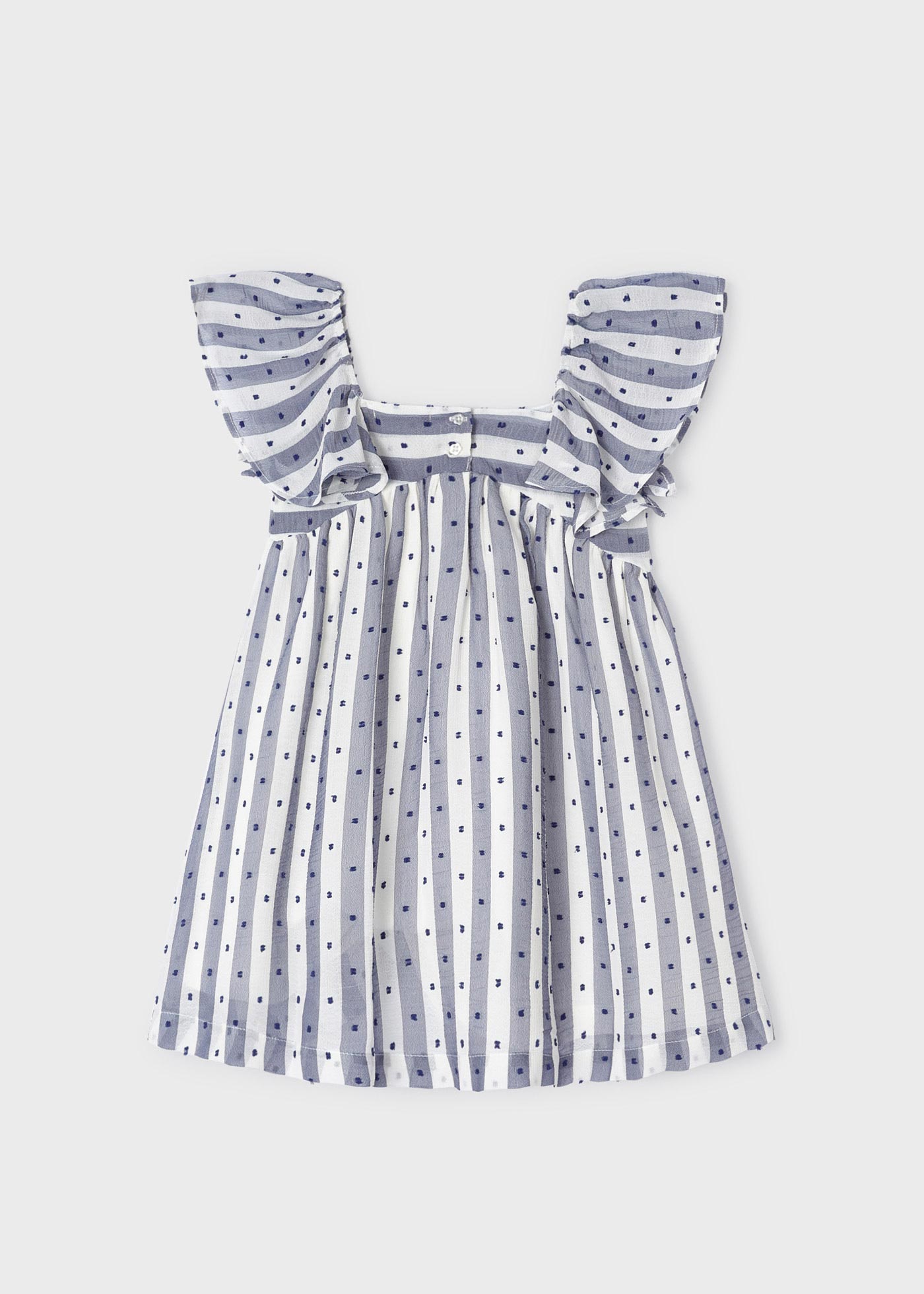 Vestido fluido com listras de bolinhas para meninas