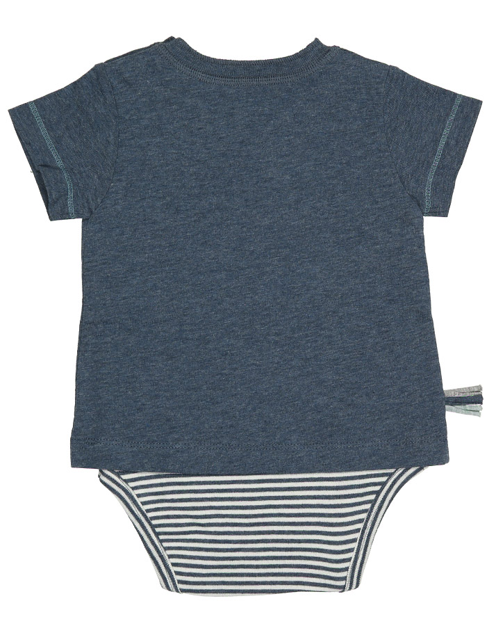 Kurzarm-Bodyshirt KUTAY UNI in indigo melange