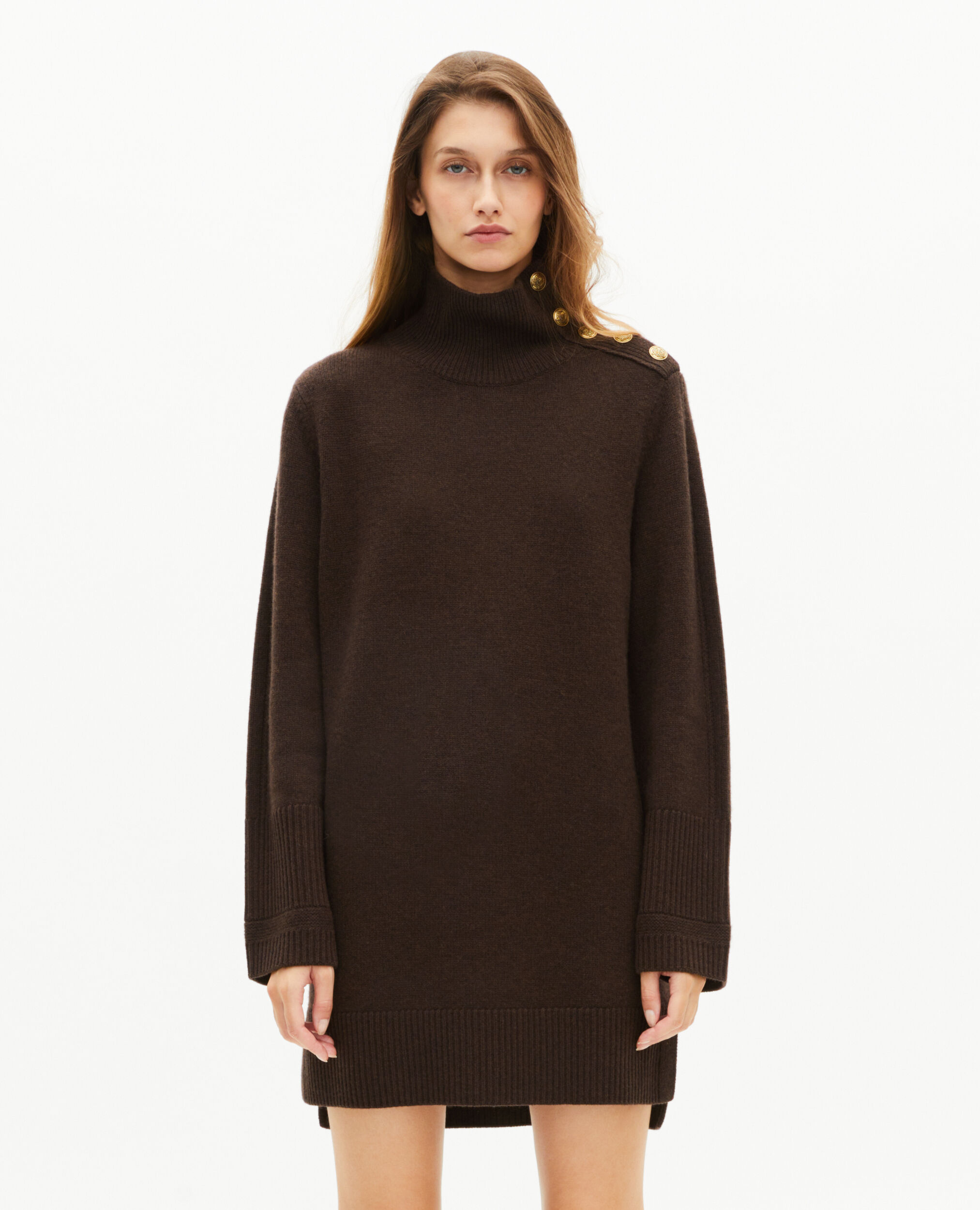Robe courte en laine marron