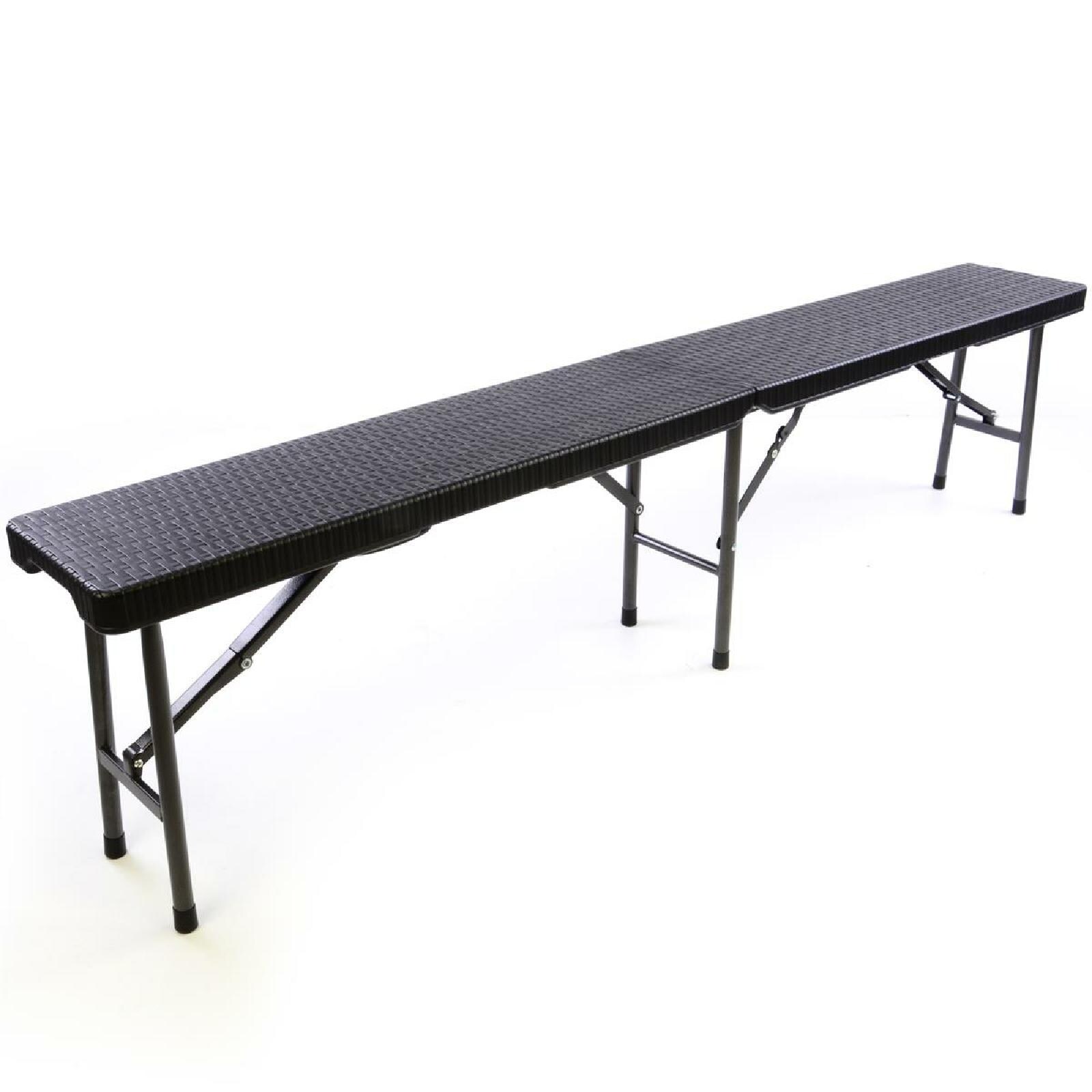 VCM 3-tlg. Gartengarnitur 1 Tisch 2 Bänke klappbar Rattan-Optik Bierzeltgarnitur Set 180 cm