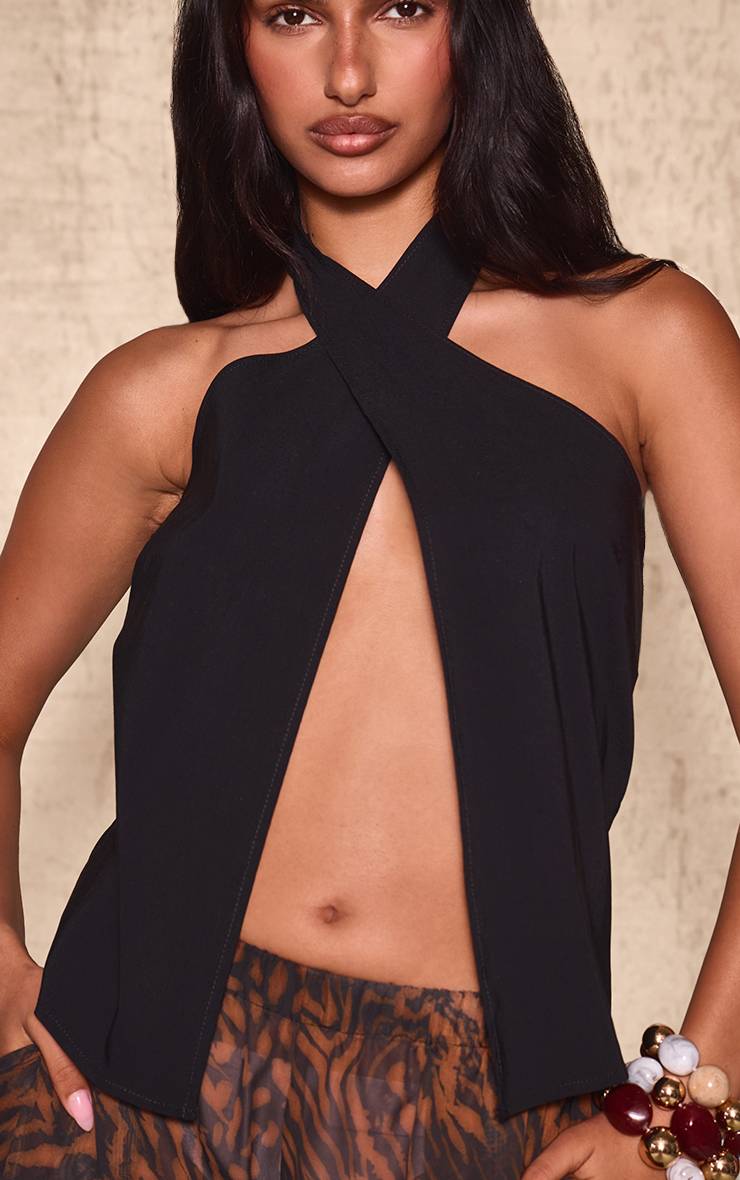 Noir Gilet Sans Manches En Tissu Extensible