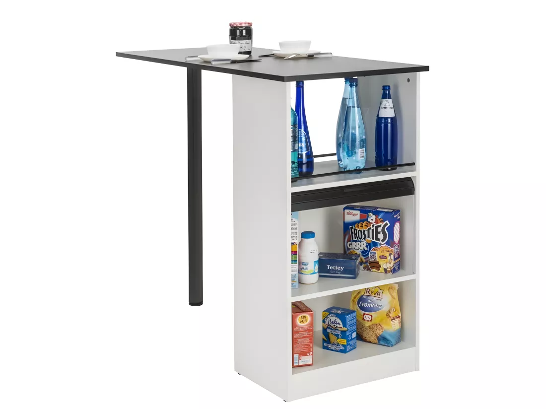 Table de Cuisine et Meuble de Rangement Blancs - Coloris: Noir