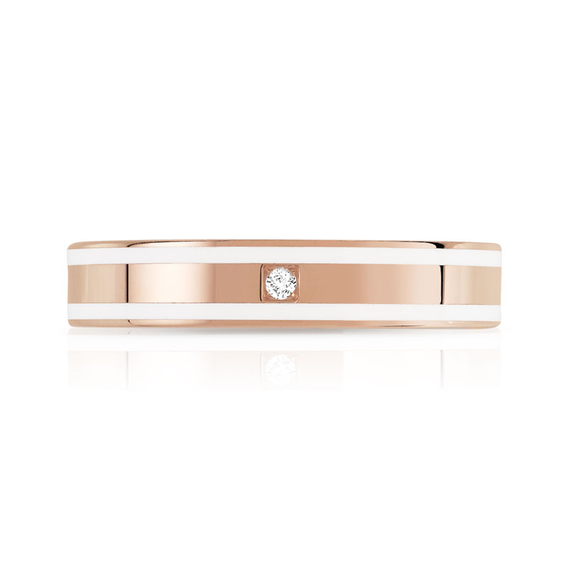 Alliance or 750 rose laque céramique blanche et diamant