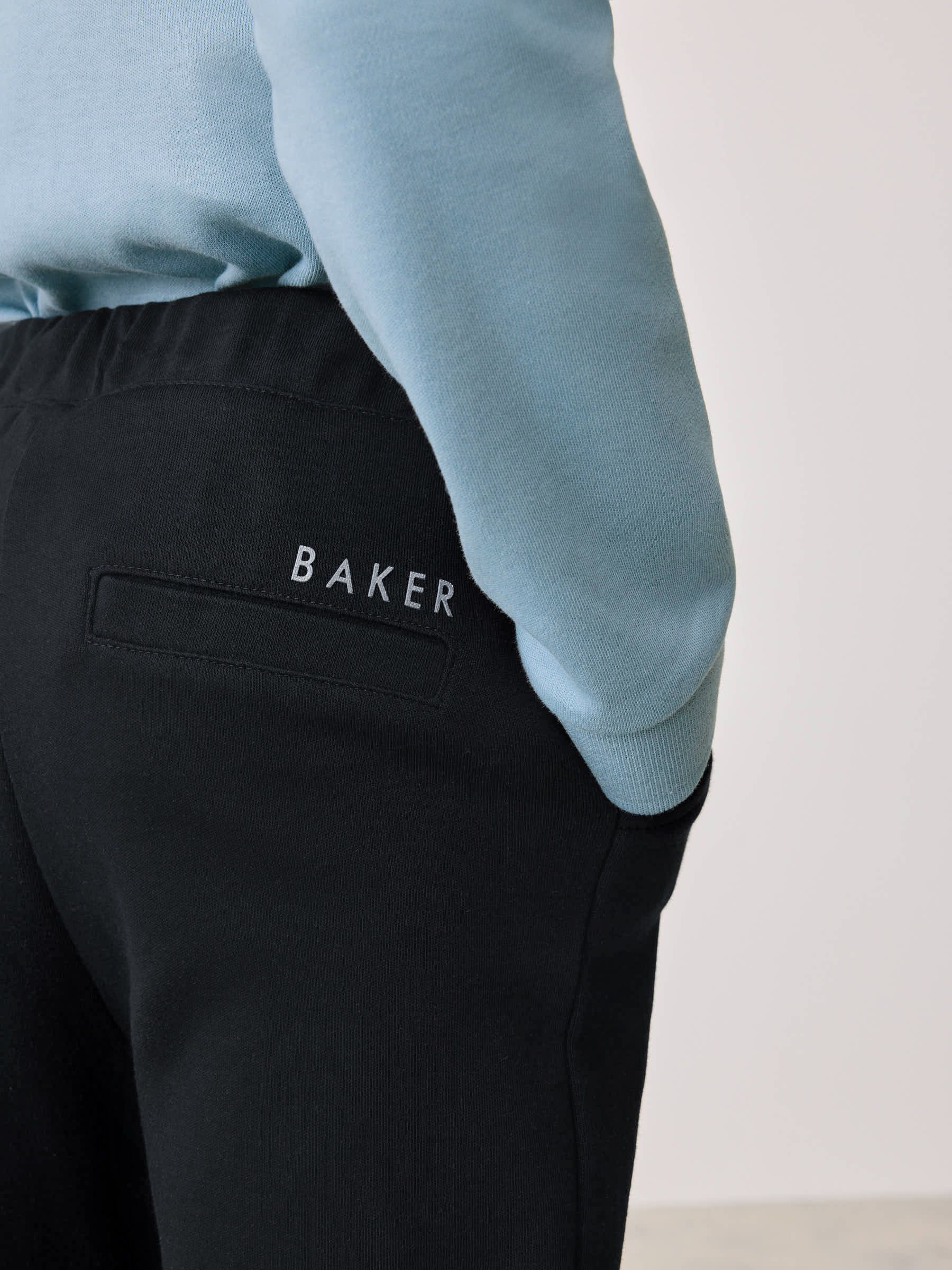 Blauw - Baker by Ted Baker set van 100% katoenen poloshirt en broek met textuur