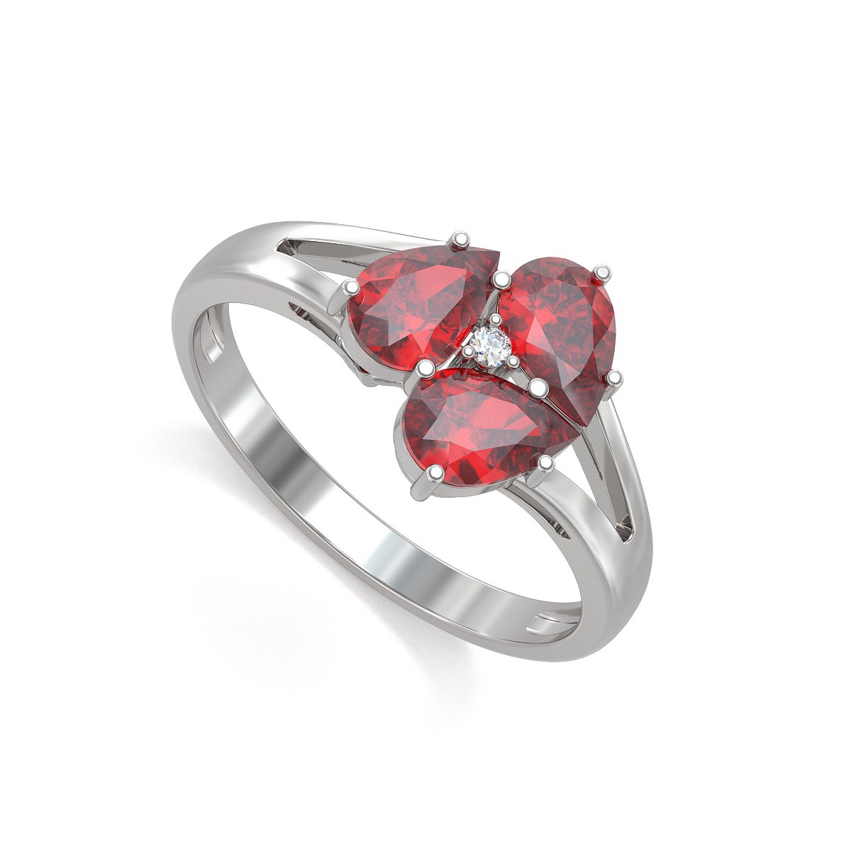 Bague ADEN Rubis et diamants sur Argent 925 2.5grs