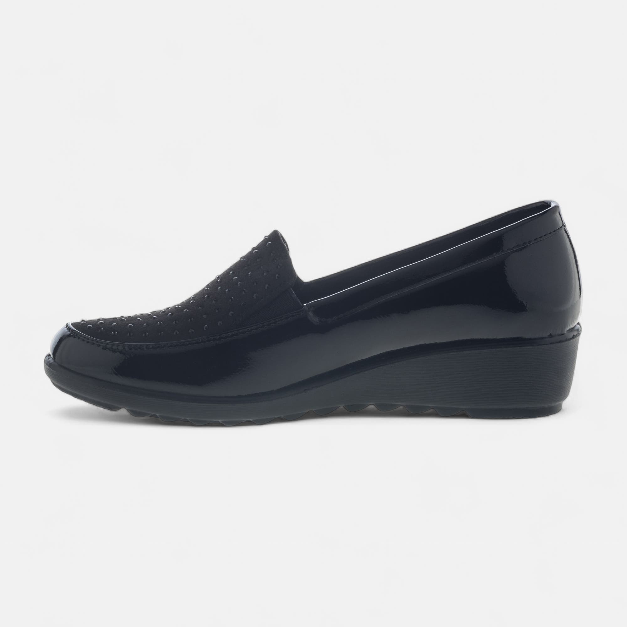Mocassins pieds sensibles Femme noir vernis