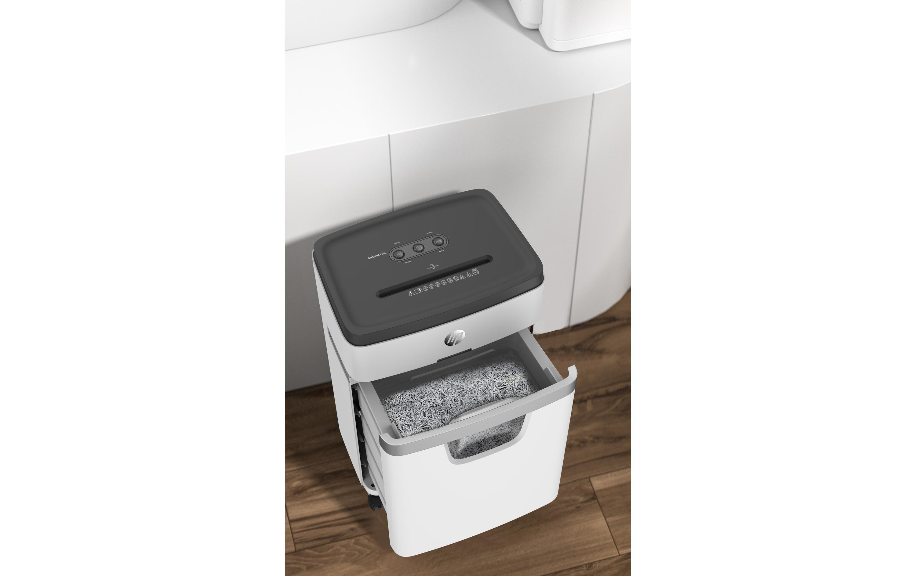 Aktenvernichter OneShred 12MC P-5, 12 Seiten<br>Dokumentenvernichter von HP