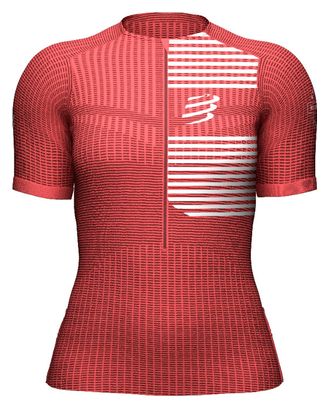 Maillot Manches Courtes Femme Compressport Tri Postural Corail