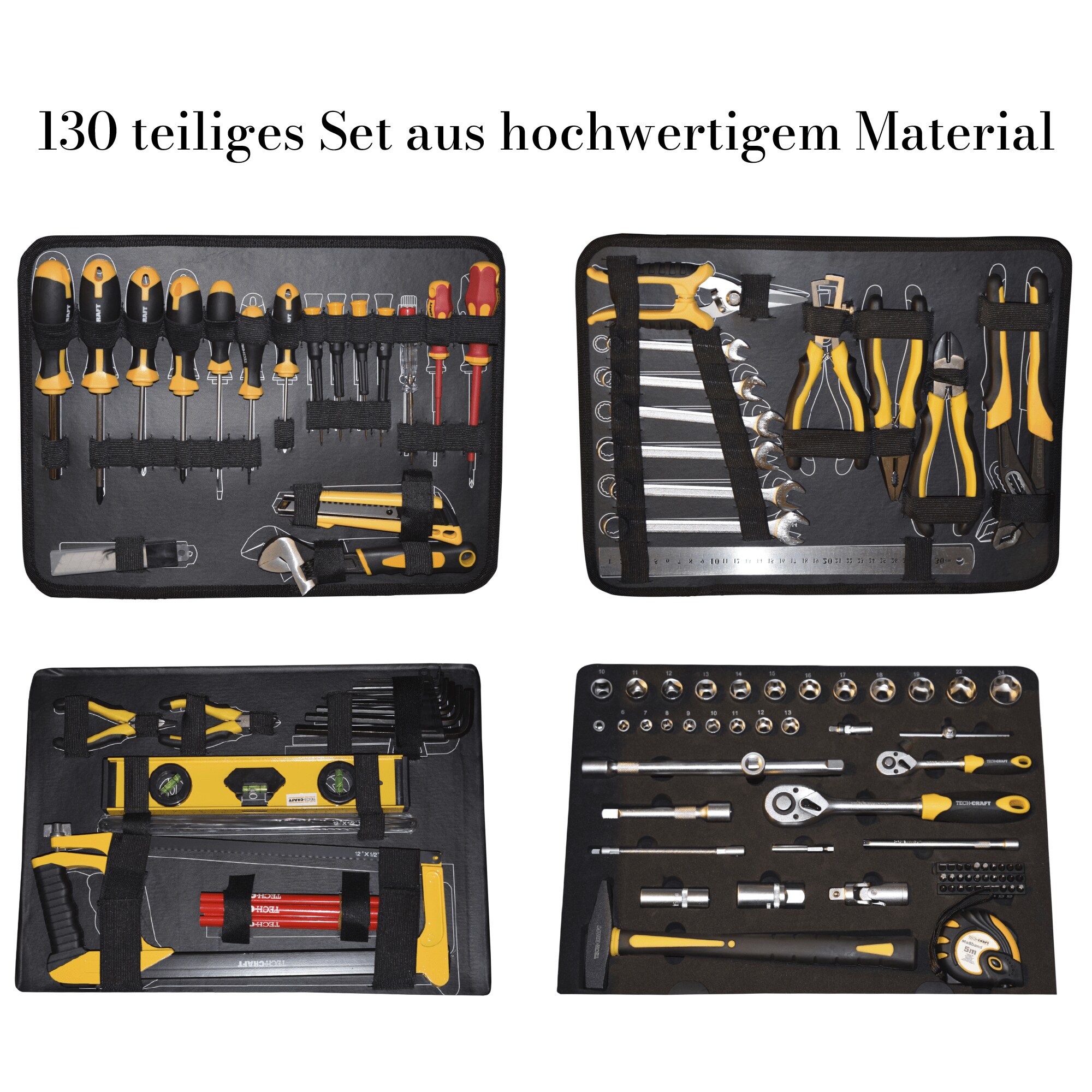 TECH-CRAFT® Werkzeugkoffer 130 tlg. Heimwerker-Set Werkzeugtasche Werkstattkoffer