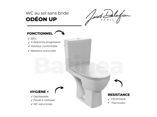 WC au sol sans bride JACOB DELAFON Odéon Up + abattant extra-plat