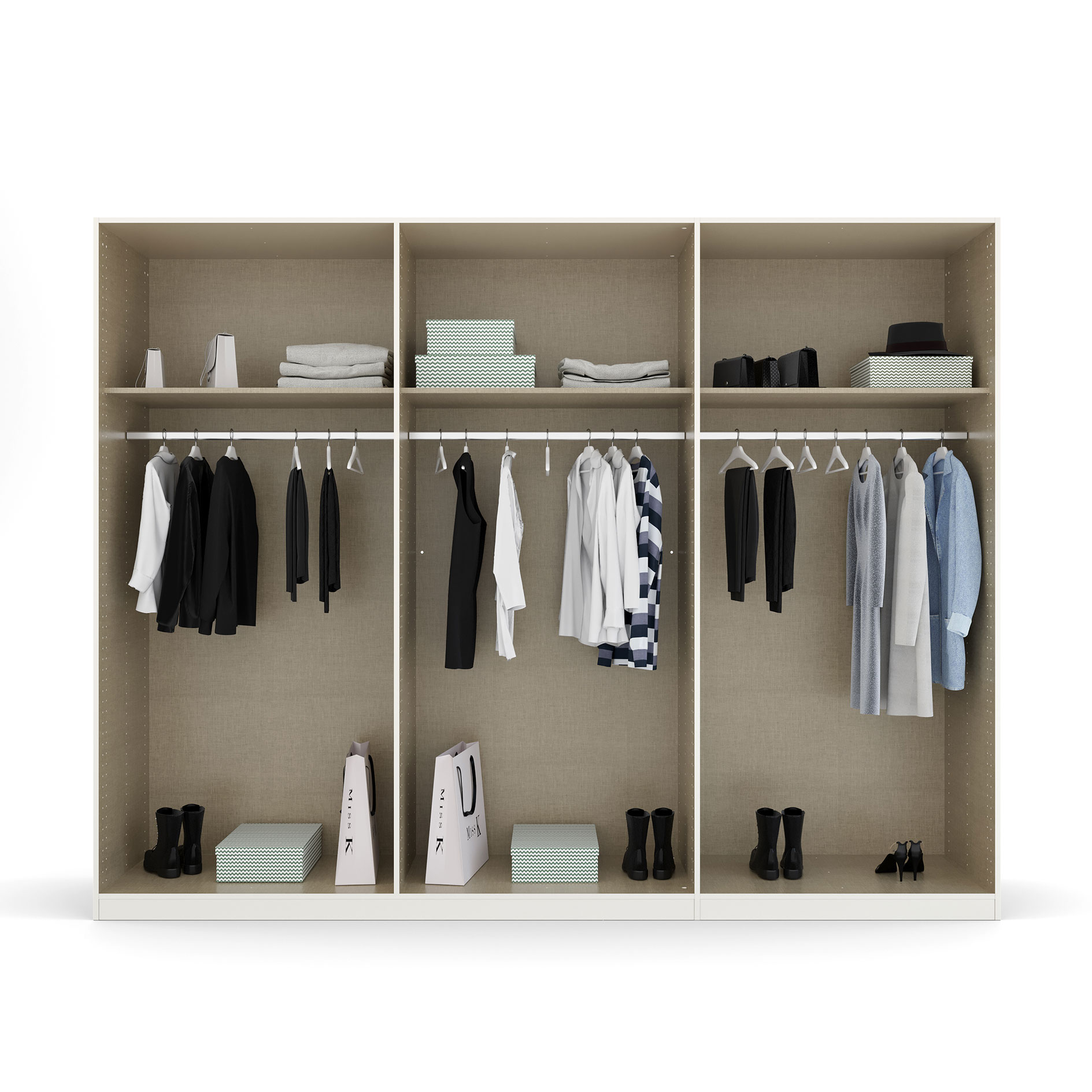 Drehtürenschrank - seidengrau - 6 Türen - 271 cm