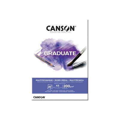 Canson Graduate Mixed Media - Bloc dessin - 20 feuilles - A3 - 200 gr
