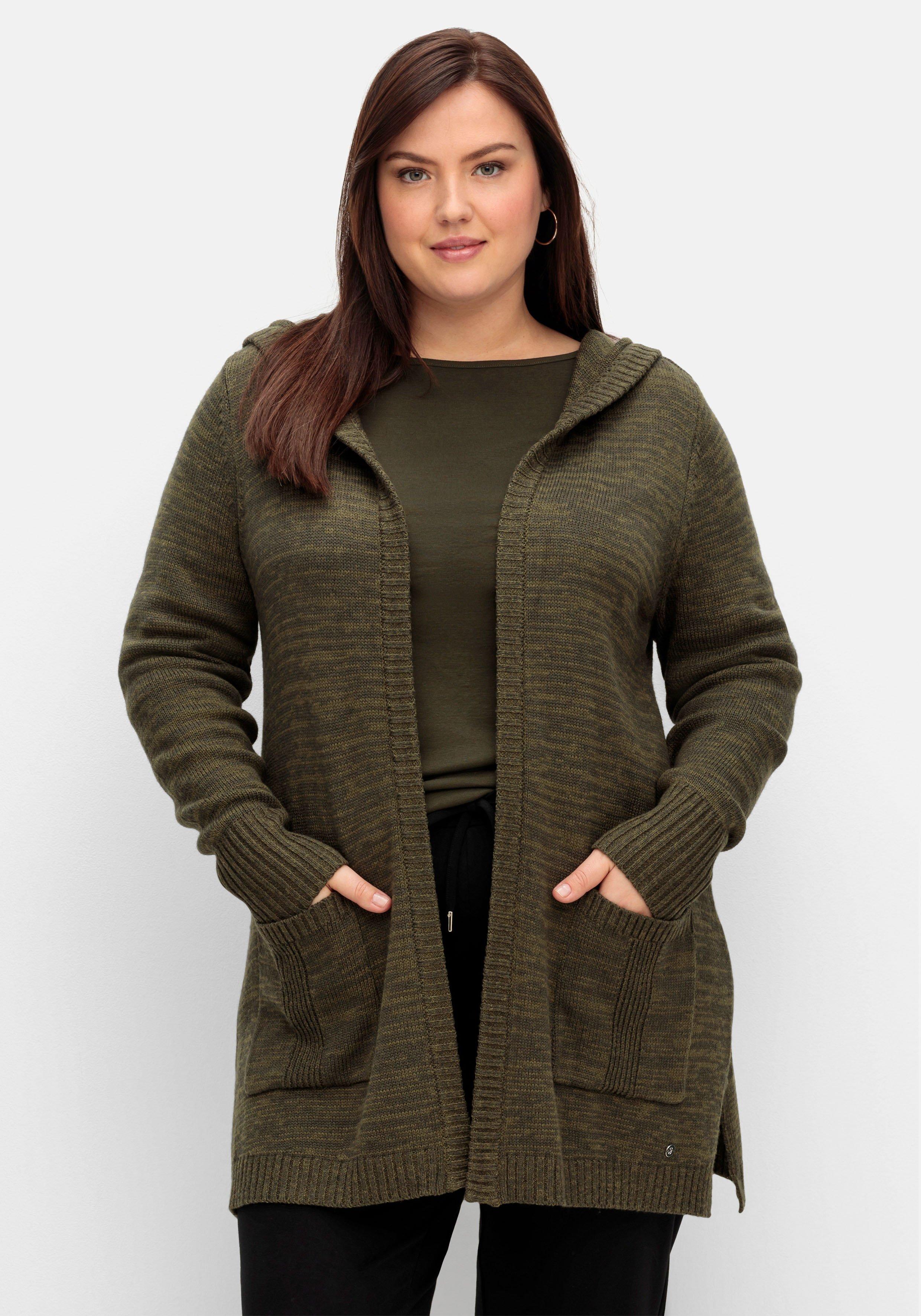 Kapuzenstrickjacke mit Wolle und Kaschmir
