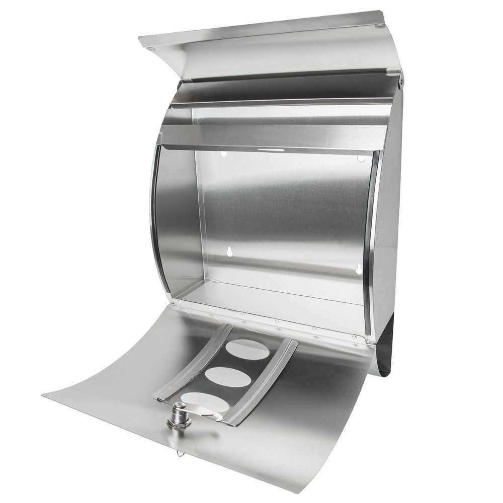 tectake ronde brievenbus, gemaakt van roestvrij staal, 300 x 120 x 395 mm