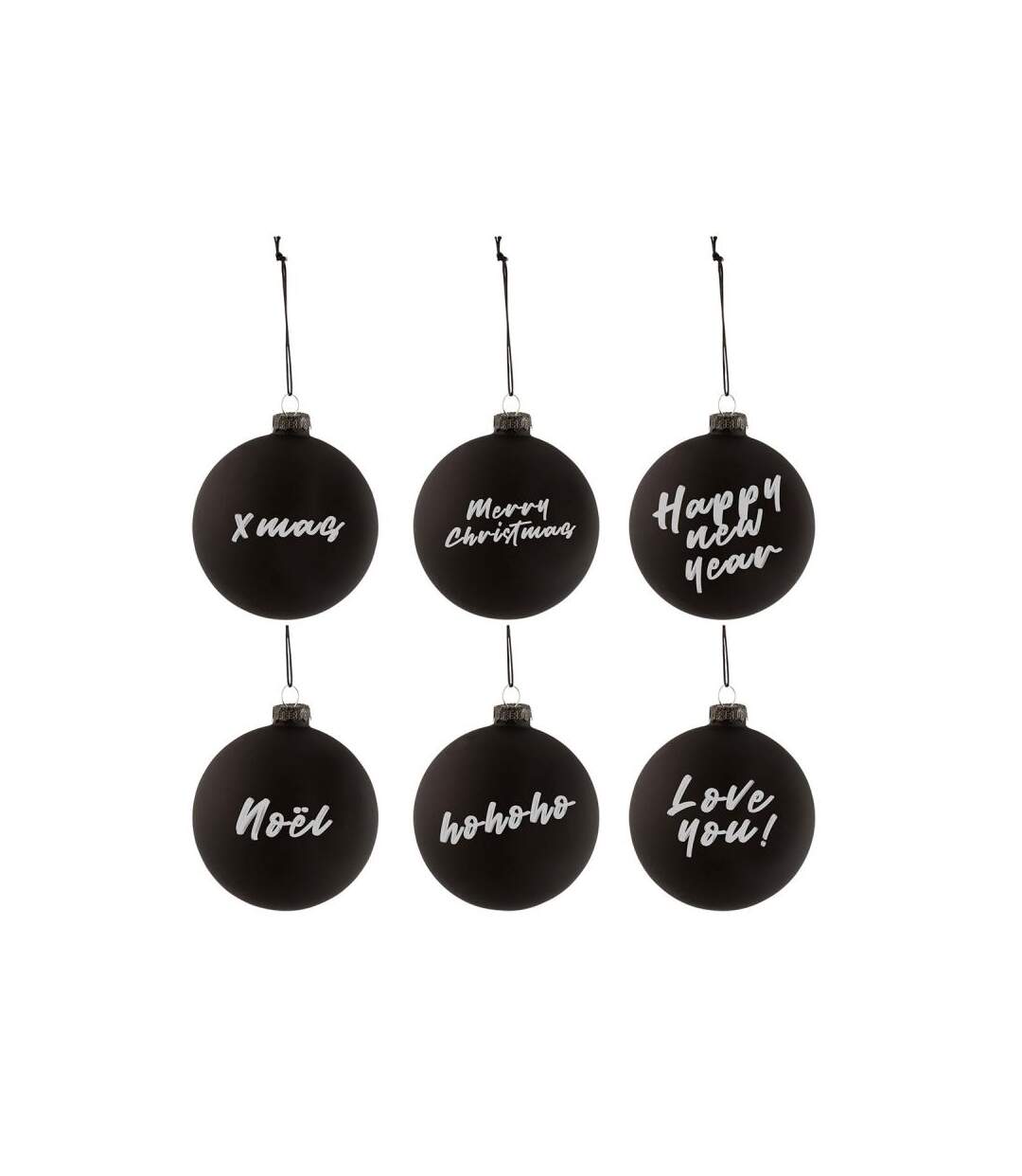 Paris Prix - Lot De 6 Boules De Noël tableau 8cm Noir
