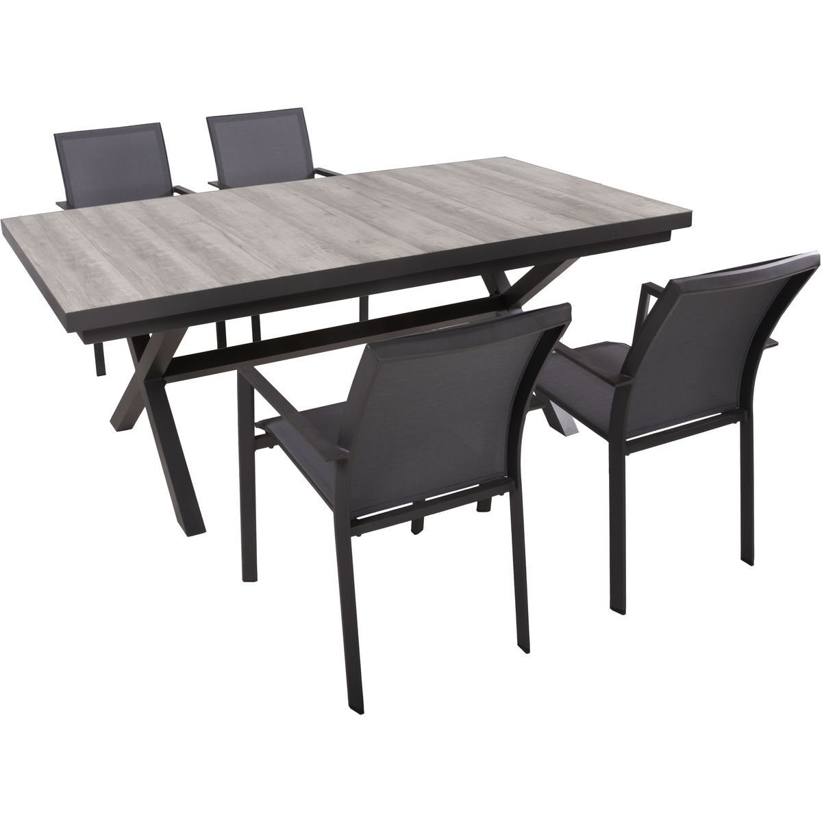 5-teilige Tischgruppe RANA - grau-Eiche - Aluminium