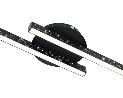 LED plafondlamp 2x6W 2x600 lm 3000K 14x60 cm Rey zwart + glitter effect