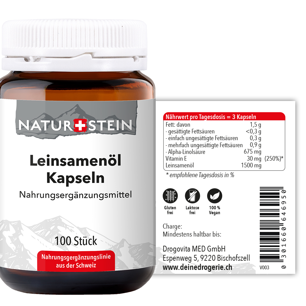 NATURSTEIN Leinsamenöl Kaps Glasfl 100 Stk