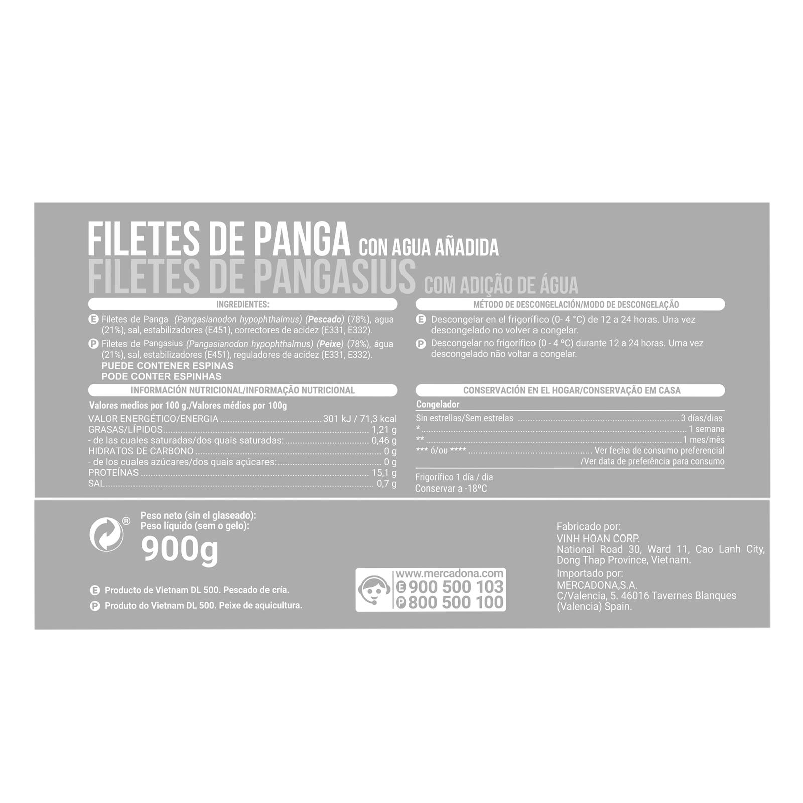 Filets de panga surgelés Hacendado