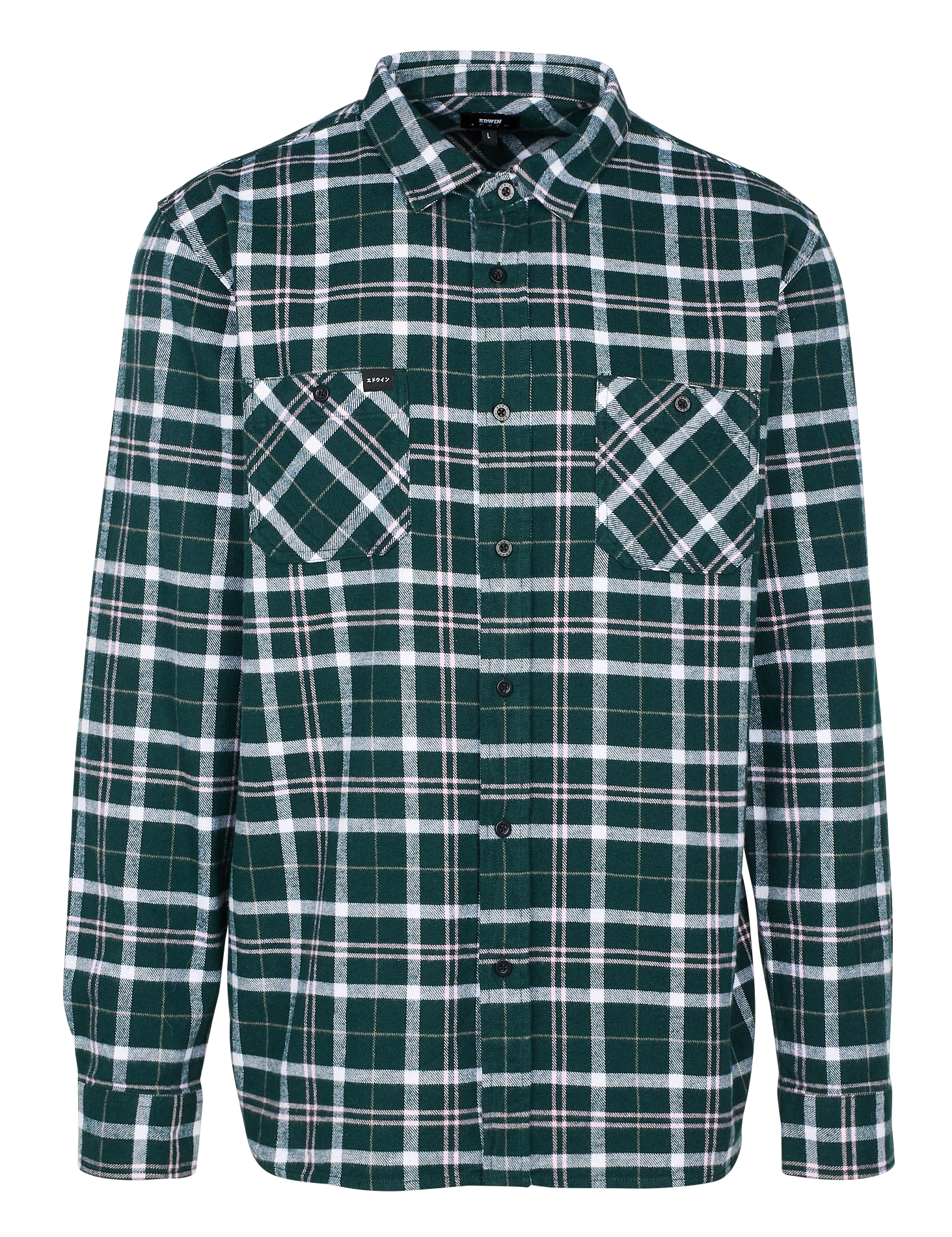 Chemise col classique regular-fit à carreaux en coton | Vert