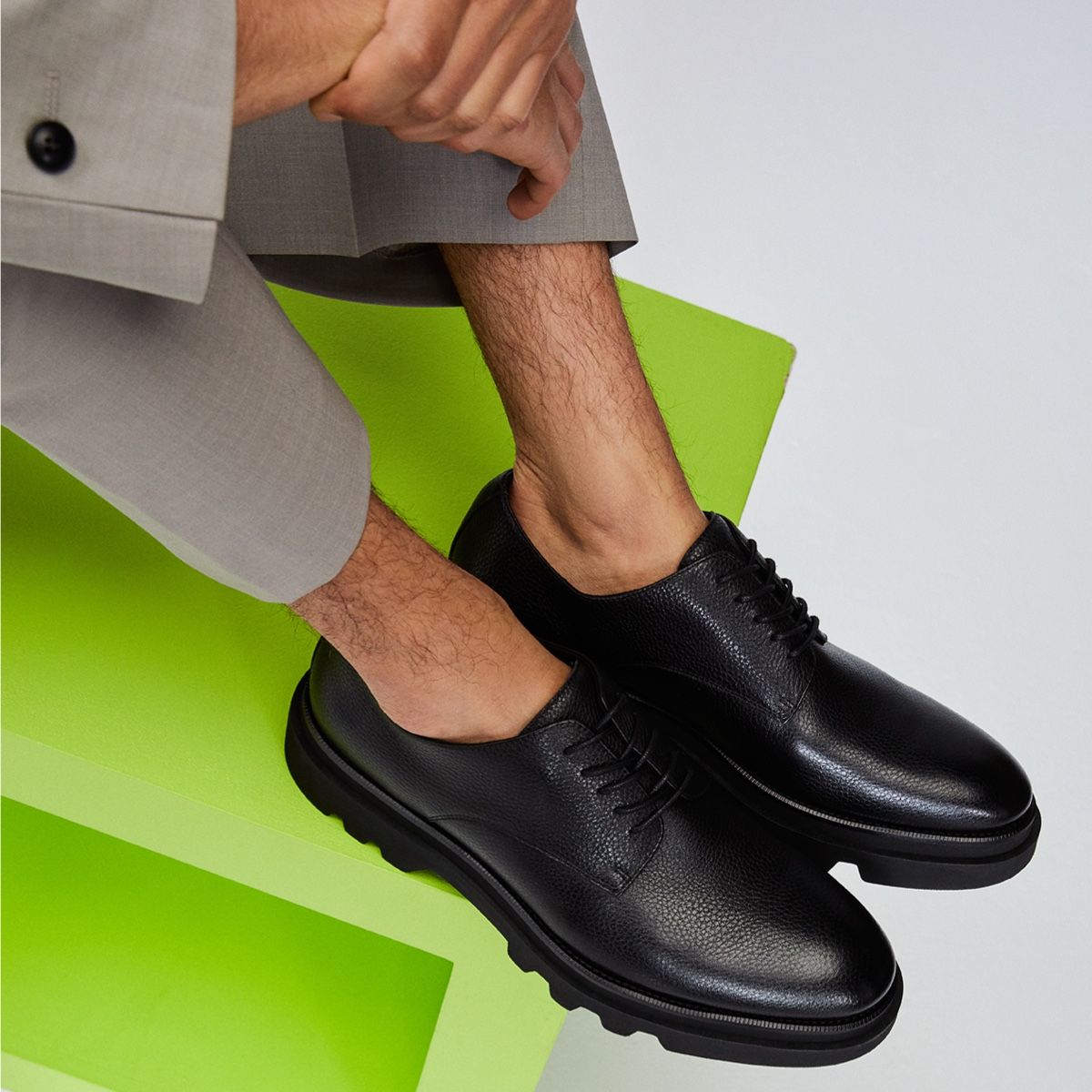 Sergei Black Leather Grainy Men Dress Shoes