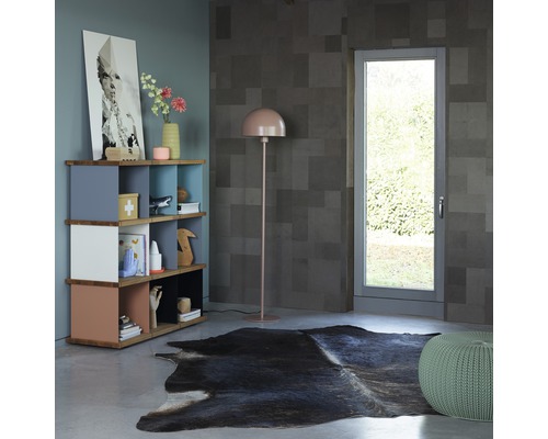 Wandpaneel van leer en lava patchwork, set van 34 stuks.