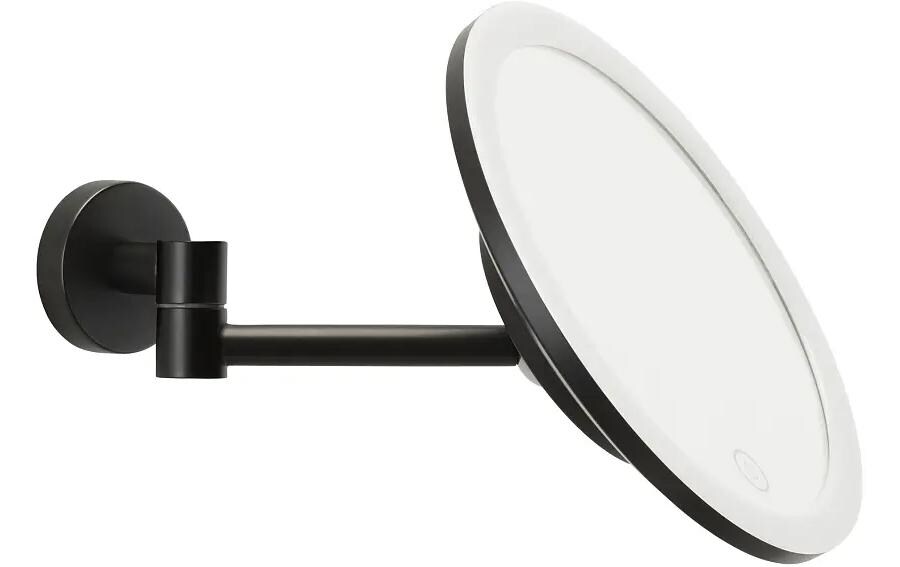 Kosmetikspiegel Visioon LED, Schwarz<br>Runder Vergrösserungsspiegel mit LED-Beleuchtung, fünffacher Vergrösserungsfunktion für Details