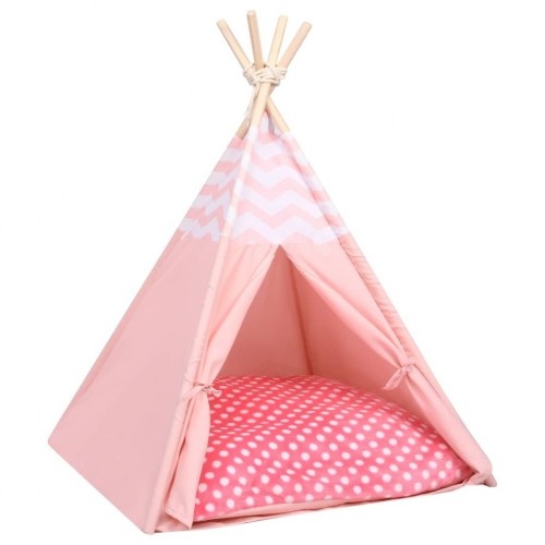 Tenda de descanso para gatos branca e rosa