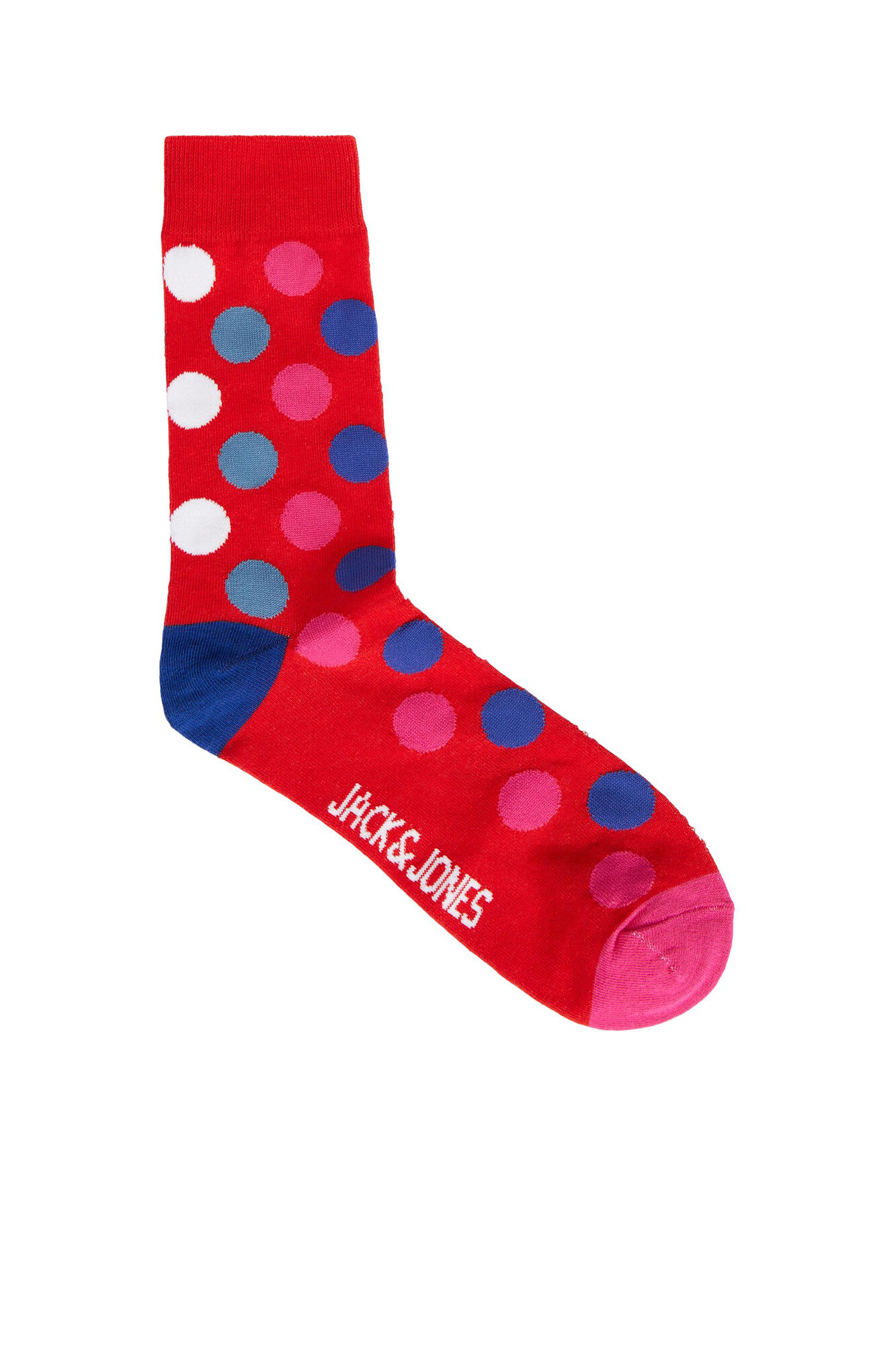Pacote com 5 pares de meias altas com estampa de bolinhas coloridas