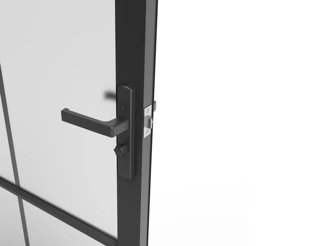 Bloc porte réversible en aluminium et verre dépoli - H204 x L83 cm - Noir - SEROTO
