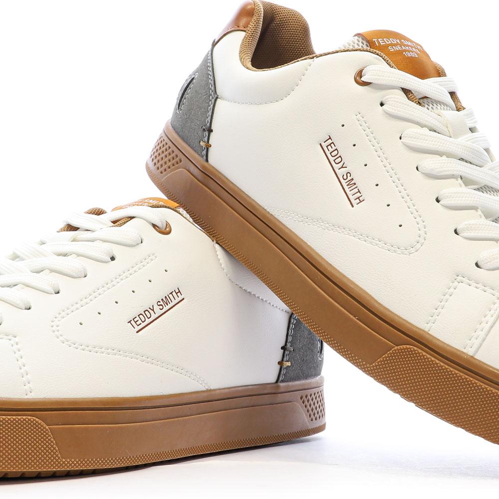 Teddy Smith Baskets Blanches/Camel Homme Teddy Smith White Pu