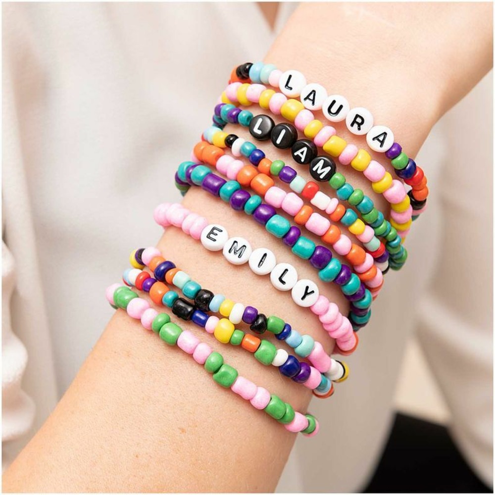 165 perles - lettres rondes - blanc