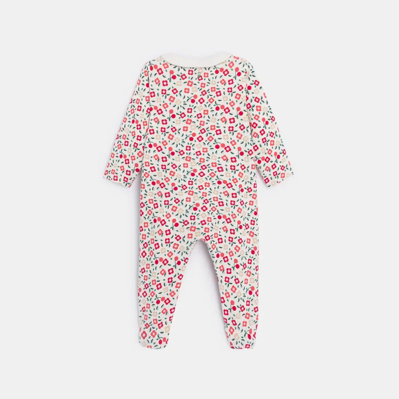 Dors-bien molleton croisé fleuri rouge bébé fille Rouge