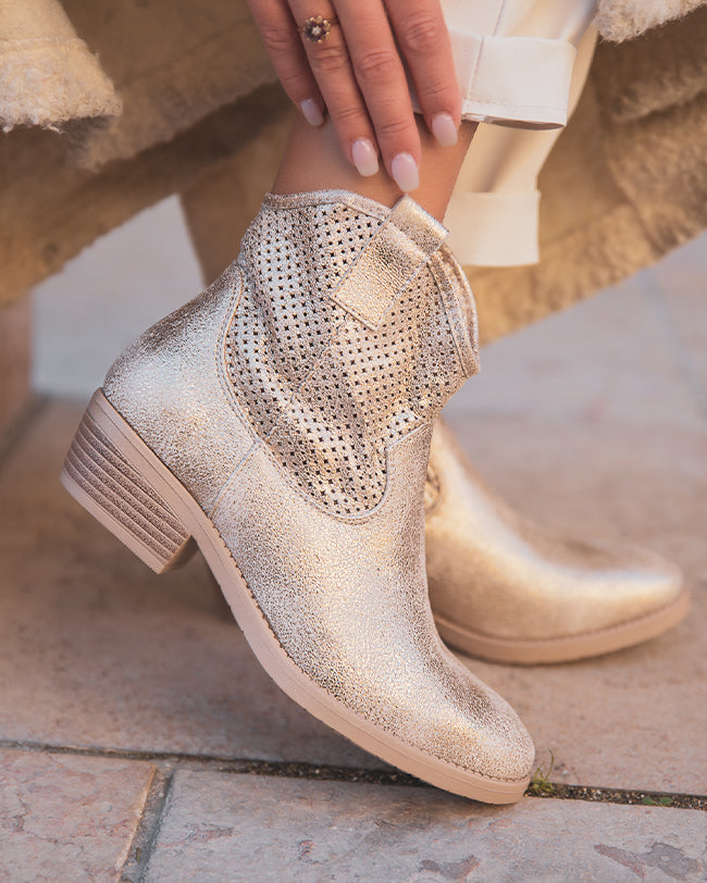 Bottines femme printemps dorées - Yéléna