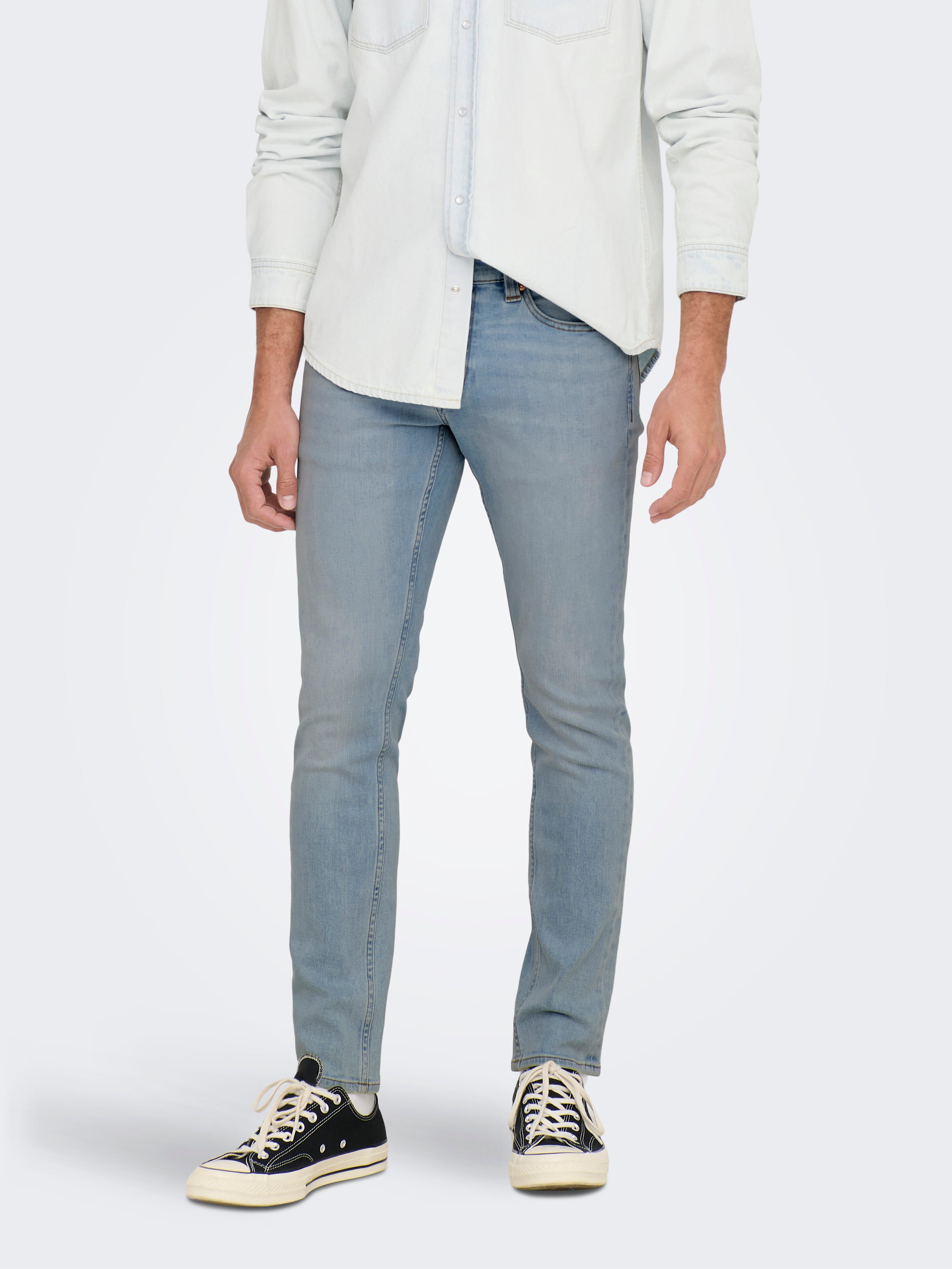 -ONSLOOM Mittlere Taille Slim Fit Jeans Light Blue Denim
