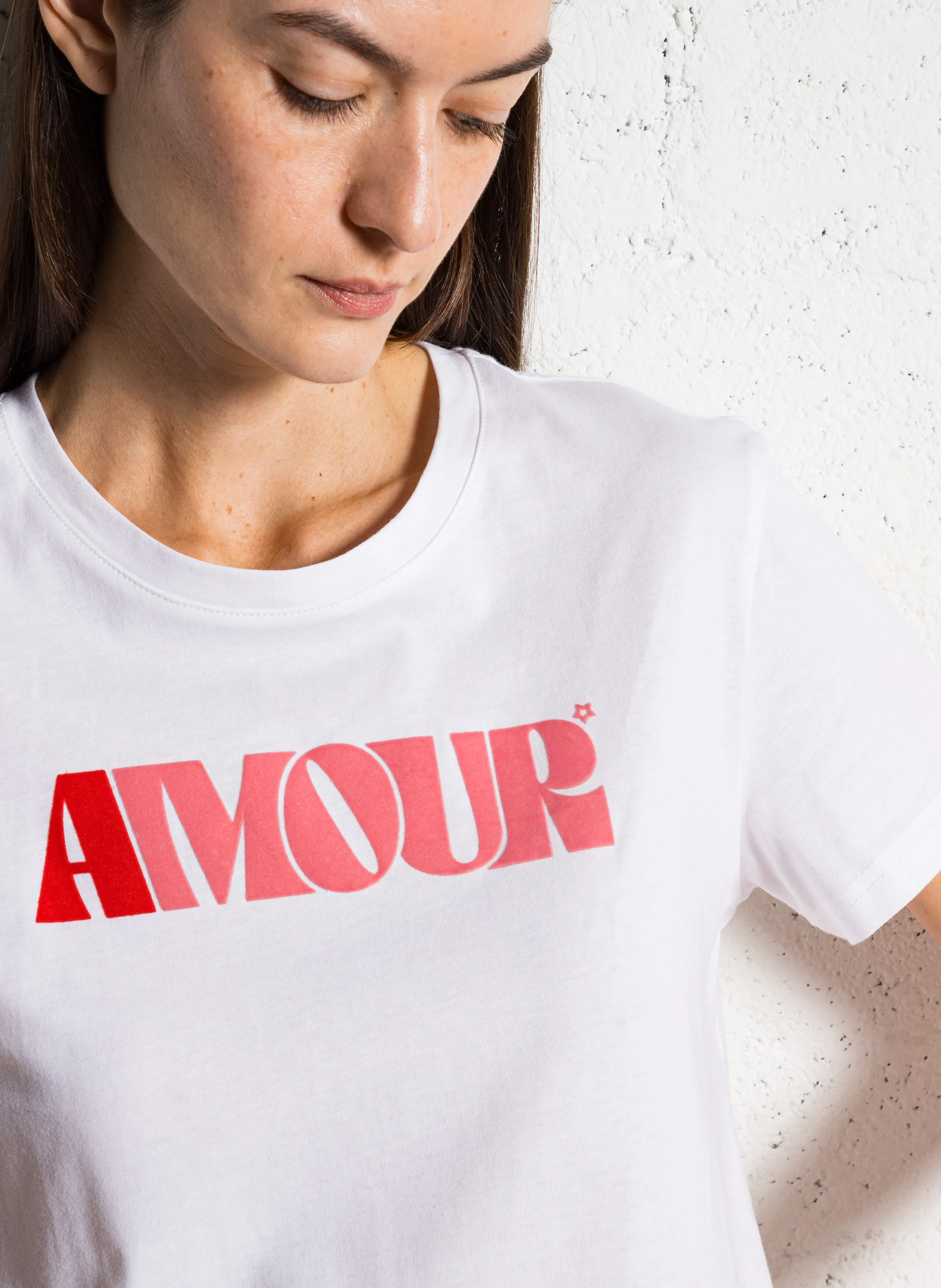 TRACY - Tee-shirt droit col rond en coton | Blanc