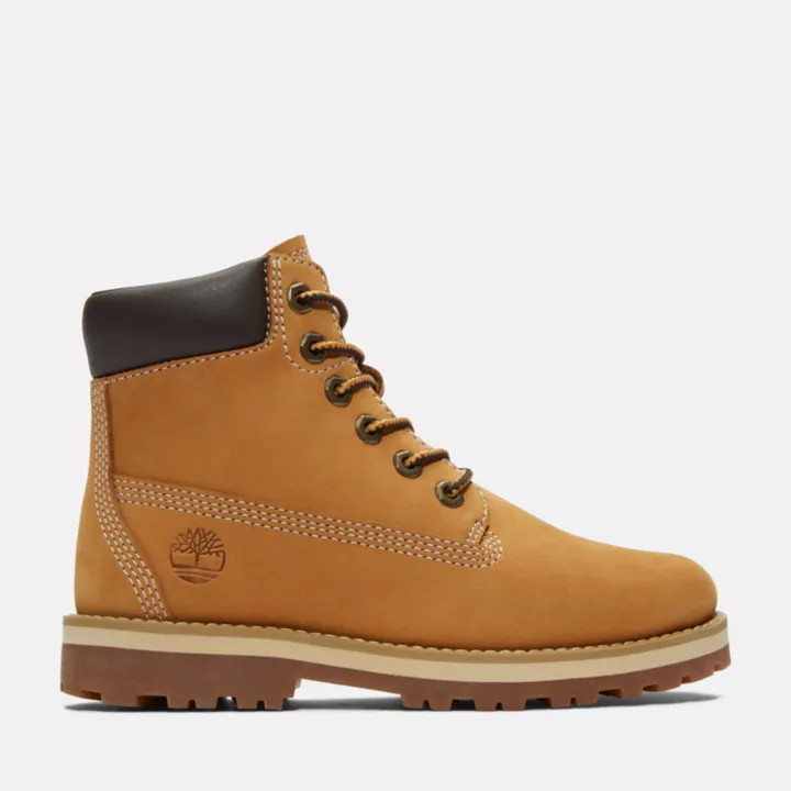 Bota infantil Courma Kid de 15 cm com zíper lateral, na cor amarela.