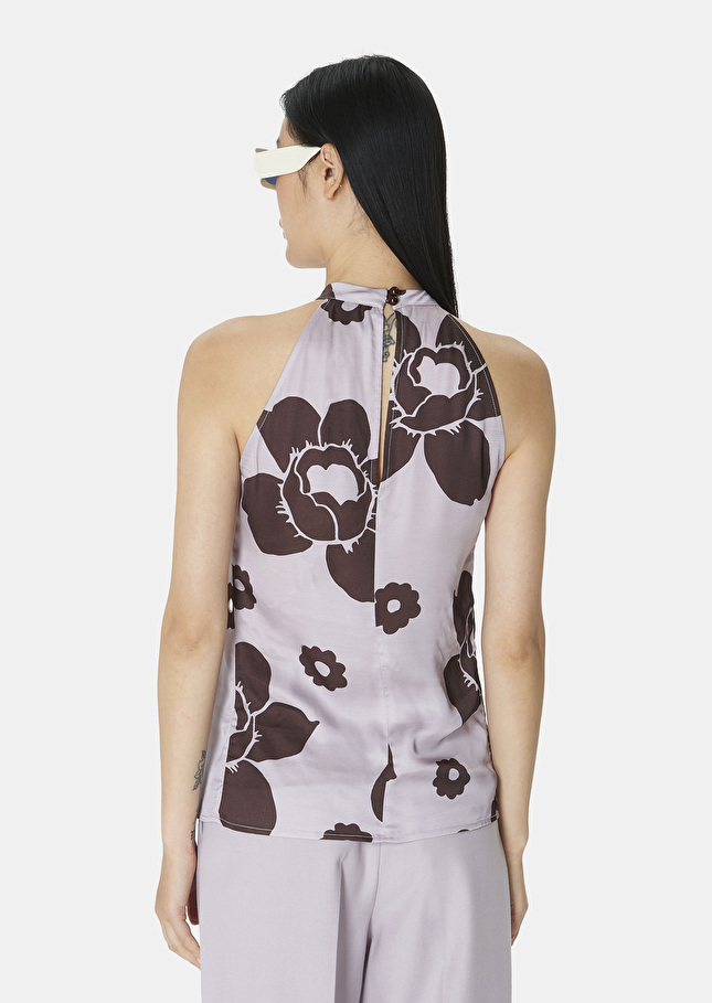 Top Tierriviolet imprimé fleuri en satin