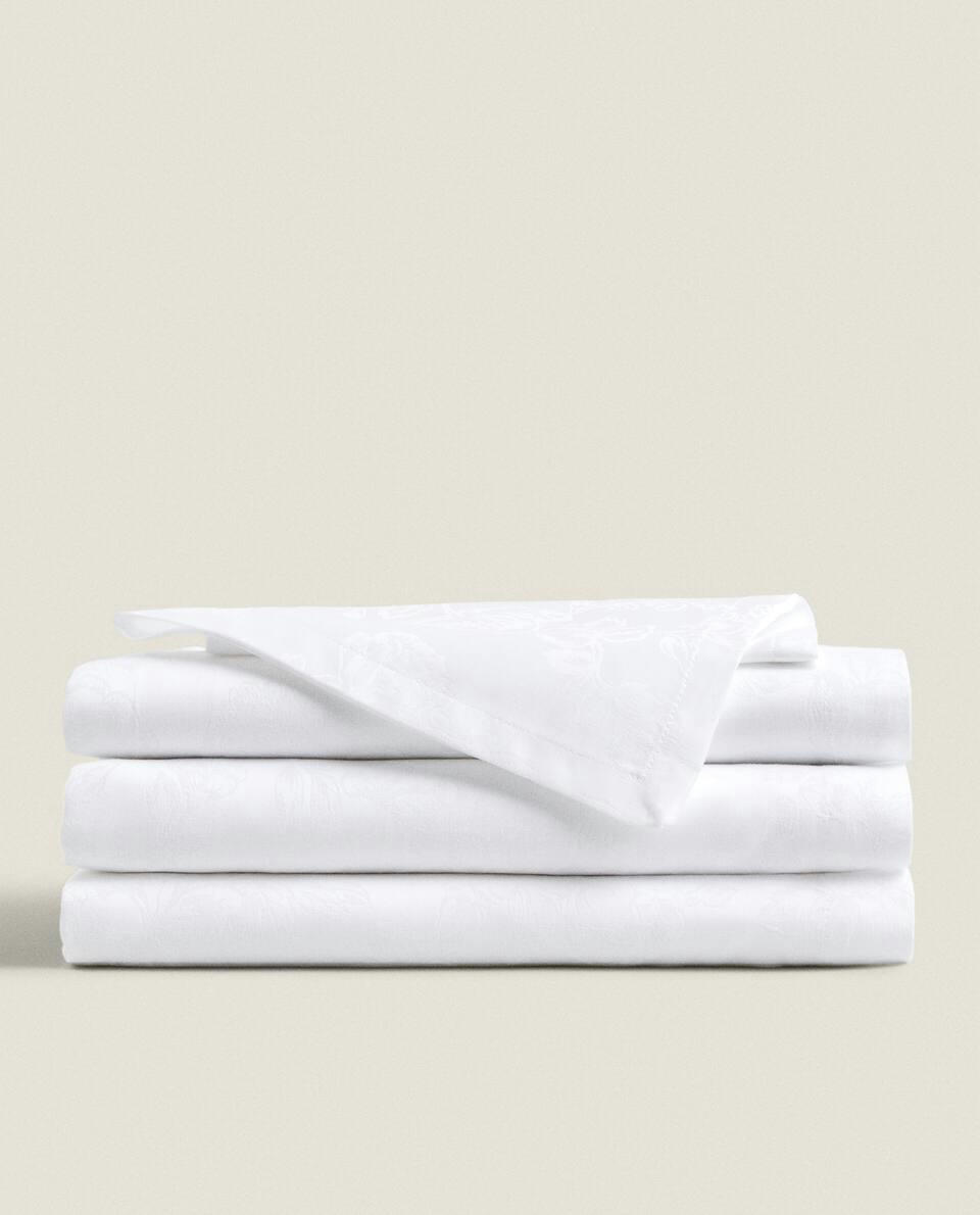 TOALHA DE MESA FLORAL JACQUARD