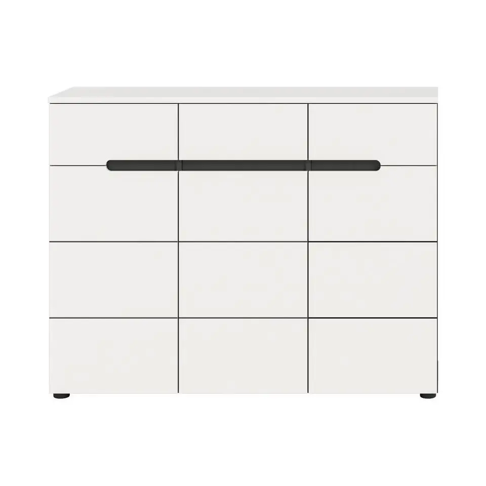 Hioshop Canu schoenenkast 3 deuren- 3 lades wit- grijs