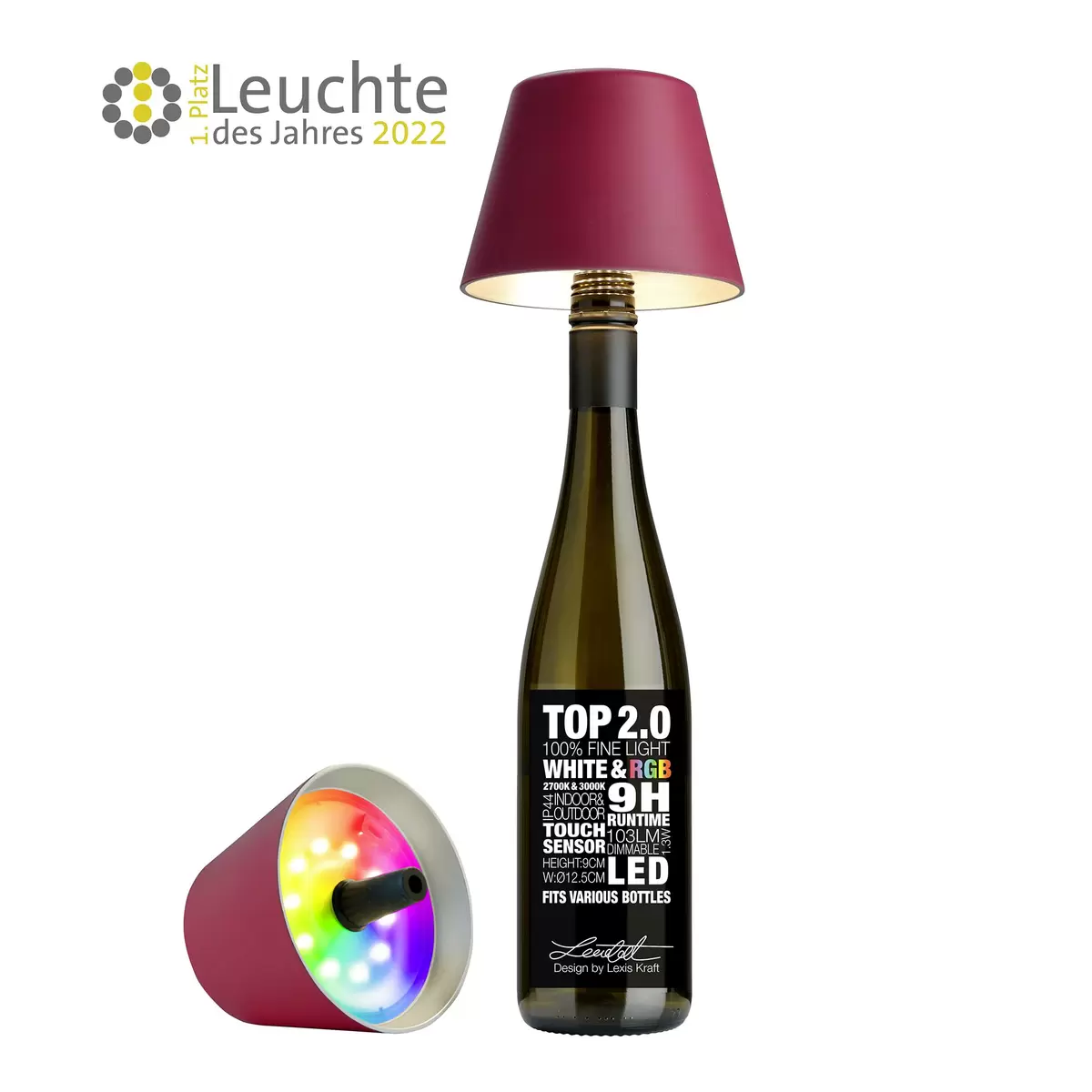 Tischleuchte Sompex Top Lampe 2.0 weinrot Rot