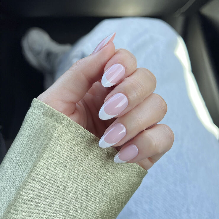 DUFFBEAUTY Classic French, Medium Almond - Instant Pro Press-on Manicure